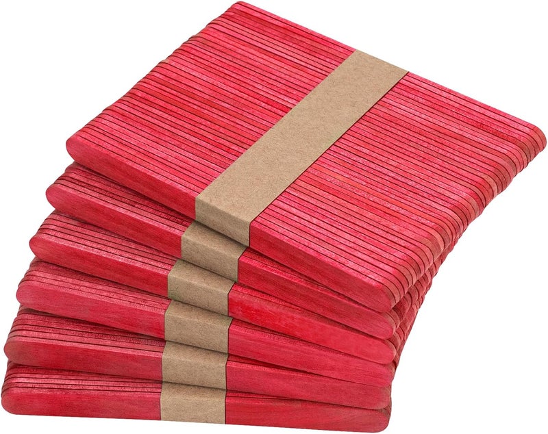 WISYOK 240 Pcs Red Popsicle Sticks for Crafts, 4.5 Inch Christmas Wooden Craft Sticks, Ice Cream Sticks, Christmas Valentines Day Crafts, Great for DIY Creative Designs and Children Education - Image 1